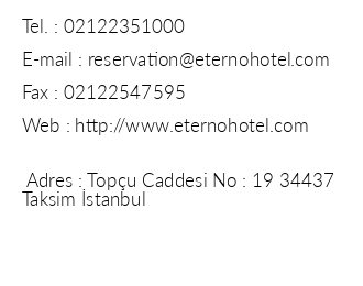 Eterno Hotel iletiim bilgileri